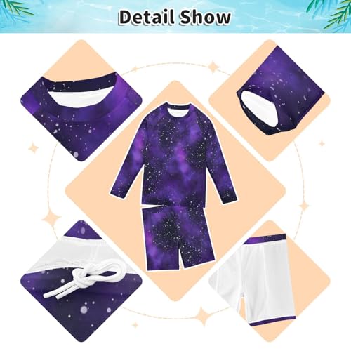 Aflyko Boys' Rash Guard Set Deep Space Purples Galaxy SPF 50+ Sun Protection Swimsuit4