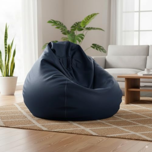 Image of 4XL Tear Drop Bean Bag Cover with Handle (Without Beans) Premium Faux Leather Bean Bag Chair Cover for Adults & Kids Comfortable Lounge Bean Bag Sofa for Living Room & Bedroom