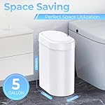 2 Pack 5 Gallon Bathroom Trash Can with Lid, Automatic Motion Sensor White Trash Can, Touchless Slim Waterproof Garbage Bin for Kitchen, Bedroom, Office, and Bathroom - Image 3