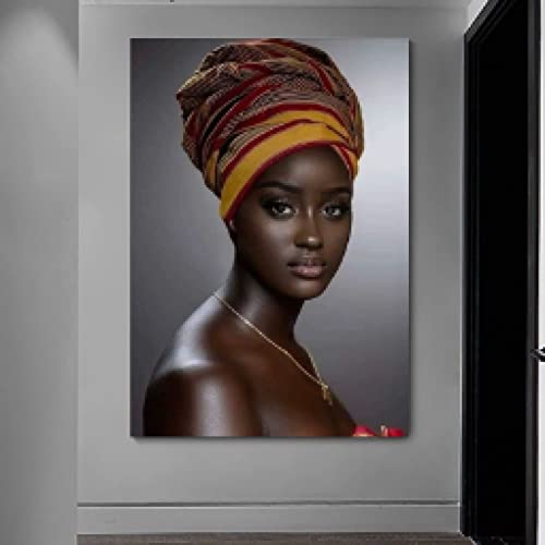 Poster femme africaine art doré pour embellir un mur de chambre sans cadre 50x70 cm