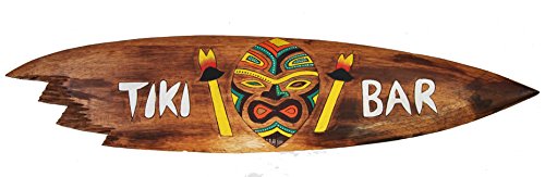 Targa effetto tavola da surf con scritta Tiki Bar