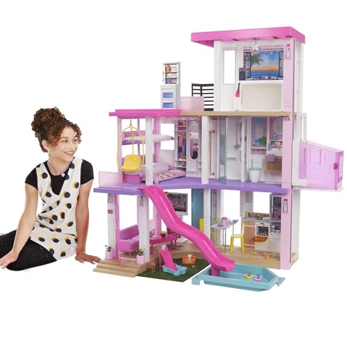 Barbie DreamHouse Dollhouse with 75+ Accessories and Wheelchair Accessible Elevator, 10 Play Areas, 3 Custom Light Settings &amp; Music, GRG93