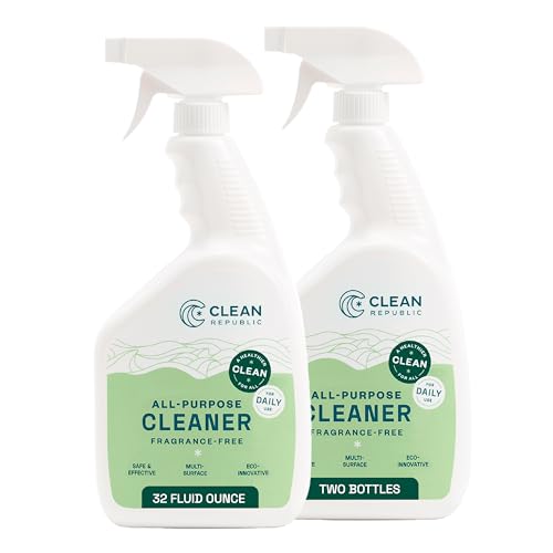 Clean Republic All-Purpose Cleaner, Daily Use Cleaning Spray for Kitchens, Bathrooms, and More, 32 Fluid Ounce Bottle, 2-Pack