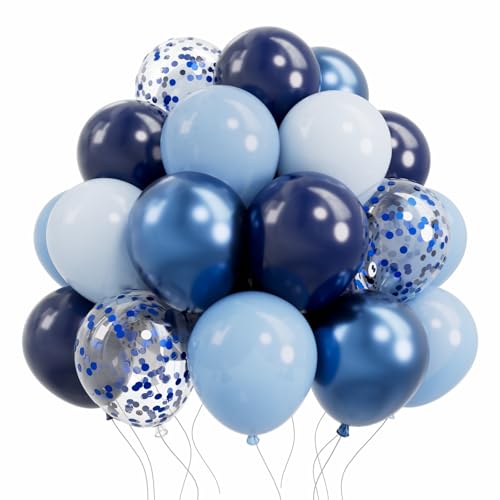 AULE Ballon Bleu Métallique Hélium: Lot de 50 Ballons Anniversaire Bleu 30cm Ballons de Baudruche en Latex Homme Garçon Ballon Gonflable Décoration pour...