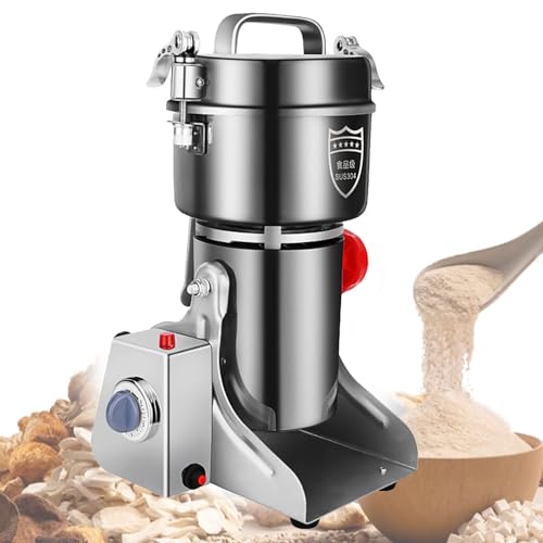 Máquina Comercial, Molino eléctrico de Granos, Molino de Granos de Alta Velocidad de Acero Inoxidable para Semillas, harina, nueces, Trigo, maíz, Hierbas, Especias y condimentos. Molinillo seco Comer