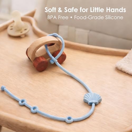Andy Bear Toy Straps for Baby Toy Safety Straps Silicone High Chair Toys Straps Toddler Bottle Straps for Strollers, High Chair, Cribs, Car Seat, Stroller Accessories, Baby Pacifier Clip-Sage — view 3