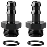 Podavelle 8AN -8 ORB to 3/8 Hose Barb Straight Fitting Adapter Aluminum Black 2PCS