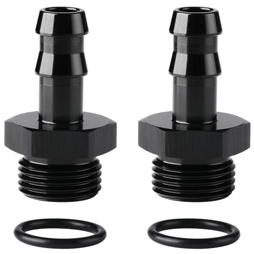 Podavelle 8AN -8 ORB to 3/8 Hose Barb Straight Fitting Adapter Aluminum Black 2PCS
