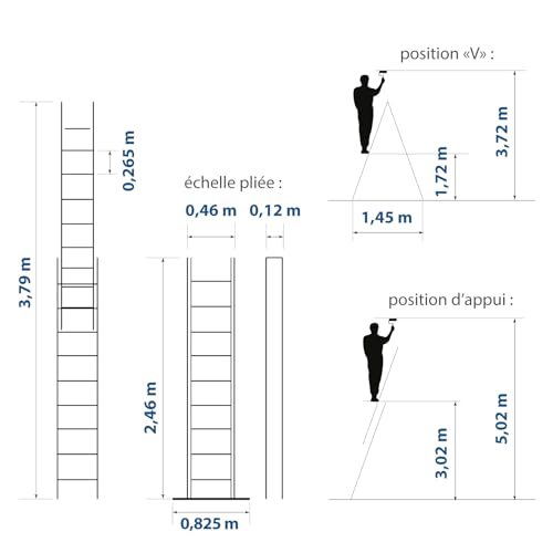 Ausziehbare Leiter, 2 Ebenen, StablePro, 2 x 9 Stufen, Aluminium, ausziehbar, verschiebbar, 3 Positionen, Arbeitshöhe max. 5,02 m, Hostrom