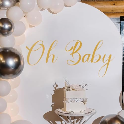 Letrero de 'Oh Baby para telón de fondo', para fiesta de baby shower, calcomanía de pared Oh Baby para decoración de fiesta de revelación de género, calcomanía de pared Oh Baby para decoración de