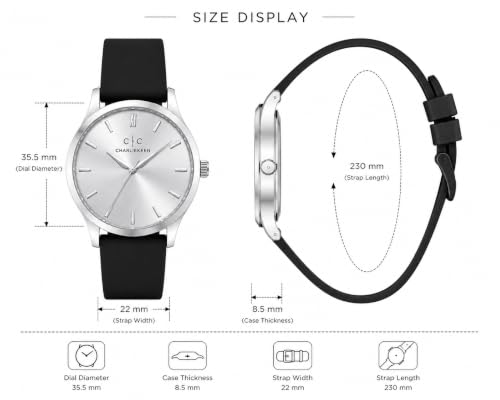 Image of CHARLIEKEEN Analog Watch with Silver Dial and Silicone Strap | Minimalist Dial, Gift Box Included, Index Hour Markers, Analogue Display, Unisex Design
