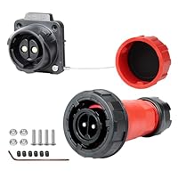 CNLINKO DL-28 50A Wasserdichter Steckverbinder, 2-Polig Schraubmontage Hochstrom Kompakte Größe IP68 Elektrischer Stecker Vierloch-Einbausteckdose für Display Industrielle Automatisierung