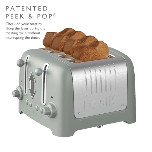 Dualit 4 Slice Lite Toaster | 2kW Toasts 120 Slices an Hour | Polished with Sage Trim | Bagel & Defrost Settings | 36 mm Wide Slots | 46220 - Image 3