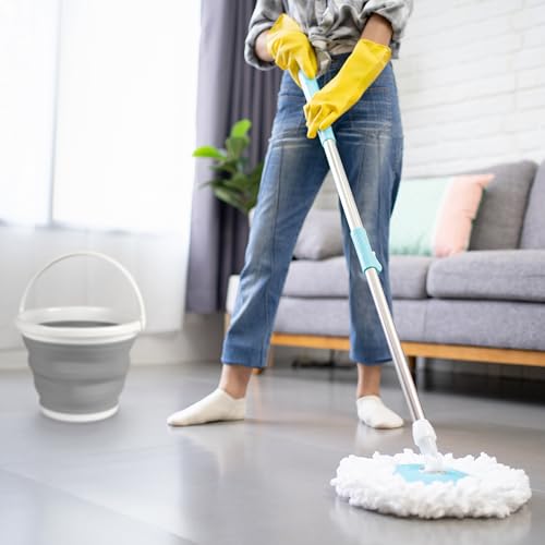 Beldray Faltbarer Eimer 10 L – Putzeimer, Pop-up-Eimer, zusammenklappbare Waschschüssel, Ideal für Camping und Festivals, Grau Weiß