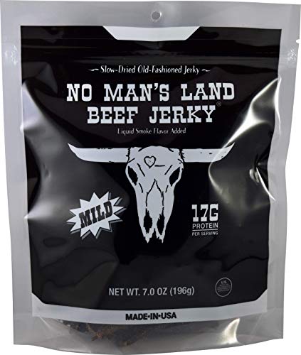 No Manâ€™s Land MILD Beef Jerky High Protein Low Calorie Low Carb Beef Snack 7.0oz Bag
