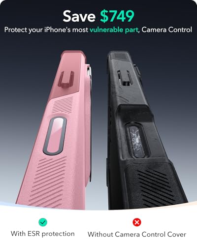 Image of ESR for iPhone 16 Plus Phone Case with Stand, 23ft Military-Grade Drop Protection with Camera Control, Shock-Absorbing Rugged Cover, Compatible with MagSafe Accessories, Cyber Series, Pink