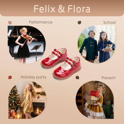 Image of Felix & Flora Toddler Girl Mary Jane Dress Shoes - School Oxford Flats for Girl Party Shoes.