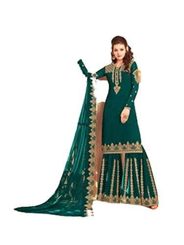 ETHNIC EMPORIUM Ready to Wear Green Muslim Festival Garara Salwar Kameez Punjabi Party Indian Women Suit 9688 (12)