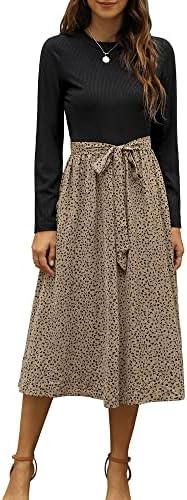 Zattcas Womens Casual Long Sleeve Midi Dresses Fall Midi Dress Church Work Dresses Black T L