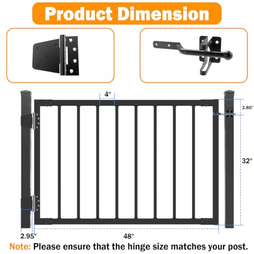 W.4ft x H.32in Aluminum Deck Gate Kit with Premium Hinges & Latch, Black by KERIOZHIDATB - Used condition - Image 2