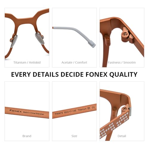Image of FONEX Colorful Pure Titanium Glasses Frame Men Square Eyeglasses Women Vintage Optical Eyewear F85789