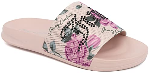 Juicy Couture Women's WayCool Womens Slide Sandals, Beach Sandal, Flip Flops, Size 10 Juicy Rose Print
