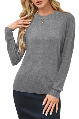 Image of Arach&Cloz Women's Wool Blend Classic Crew Neck Casual Fall Sweaters