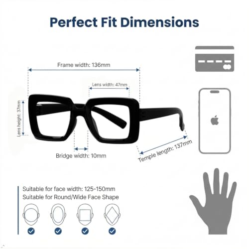 Image of Eyekepper Blue Light Glasses for Women, Square Black Eyeglasses 4.0, 2 Pack