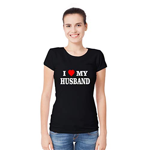 Image of Uniplanet Store Cotton Half Sleeve Couple Mix by Designs Black T-Shirt