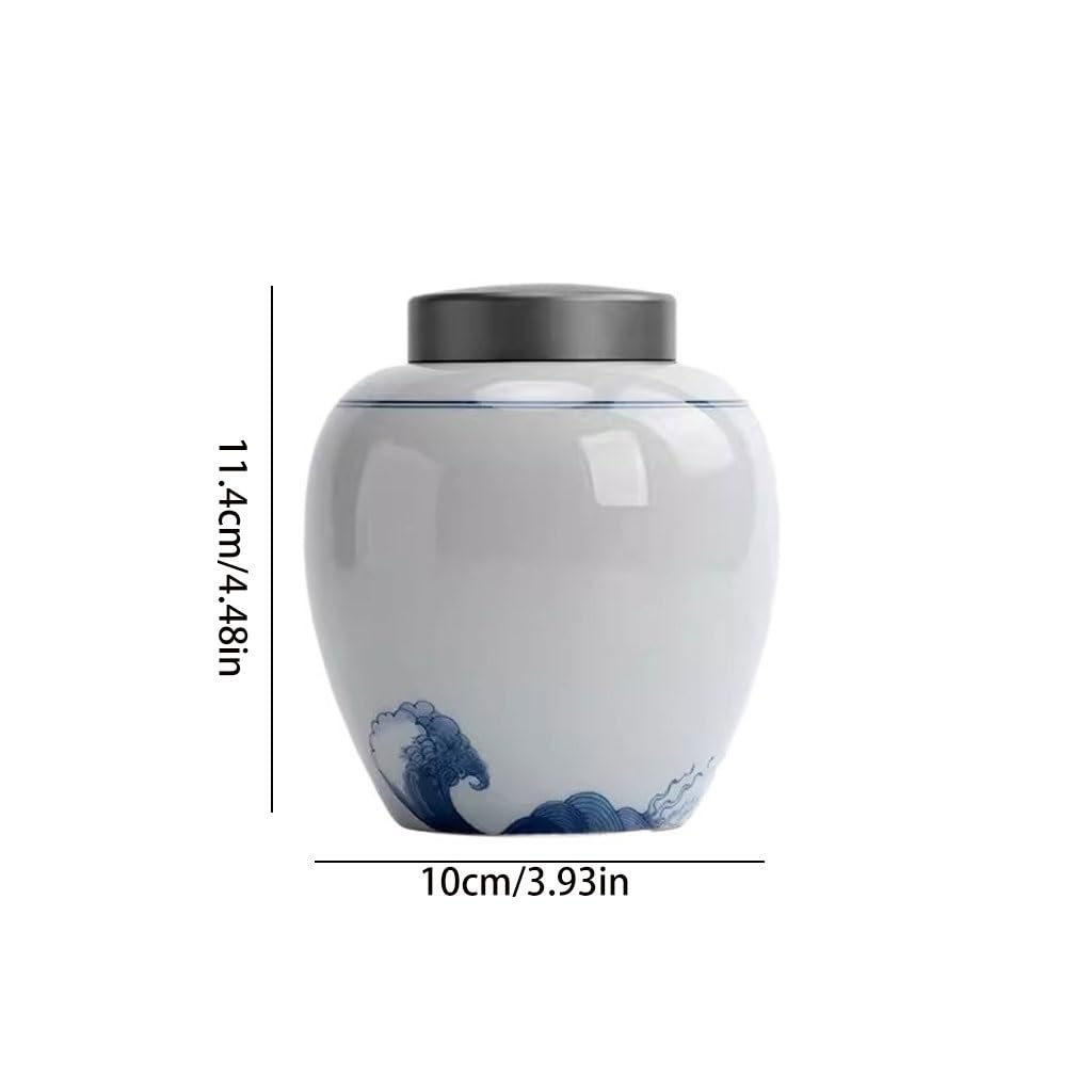 XYNSNDB Pojemnik na herbatę Modne okrągłe jadeitowe ceramiczne puszki na herbatę Przechowywanie w gospodarstwie domowym zamknięte słoiki Magazyn zielonej herbaty Herbata Puszka (A)