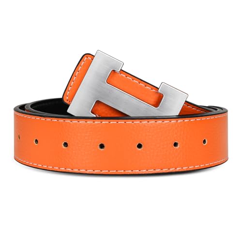Aurolran Men&Womens Leather Dress Belt Business Automatic Buckle Belt Color-Black Silver Gold