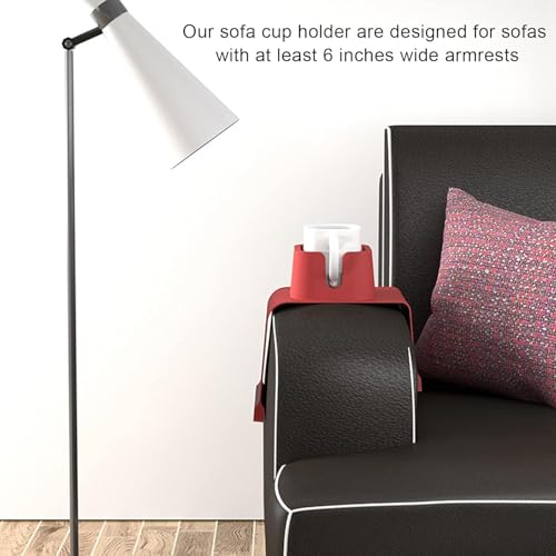 Image of Silicone Couch Cup Holder, Tray Anti-Spill Sofa Drink Coaster Anti-Slip Armrest Cup Holder Suit Tray for Remote, Snacks, Tissue, Magazines, Cellphone and iPad, Gift for Family, Friend (Red)