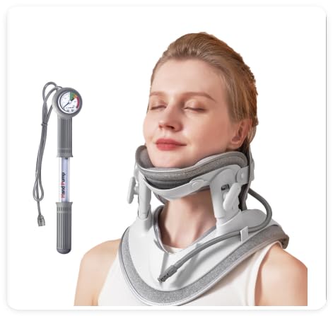 zenopax Cervical Neck Traction Device,Neck Stretcher for Neck Traction and Support,with Air Pump and 8 Built-in Airbag Support,Adjustable Neck Traction Devices for Home Use to Relieve Neck Pain