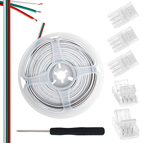 Aroidful 3-pins LED-stripconnectorkit, 5 stuks 10 mm stripconnectoren en 5 m verlengkabel voor LED-strip WS2811/WS2812B