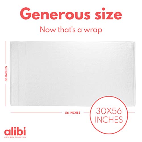 Alibi Bath Towel Set | 2 Pack Of Soft Absorbent 30X56 Luxury Cotton Oversized Body Towels | Thick, Plush, Quick-Dry, Decorative Band, Woven Border & Machine Wash For Home Bathroom, Hotel & Spa | White #TOP2