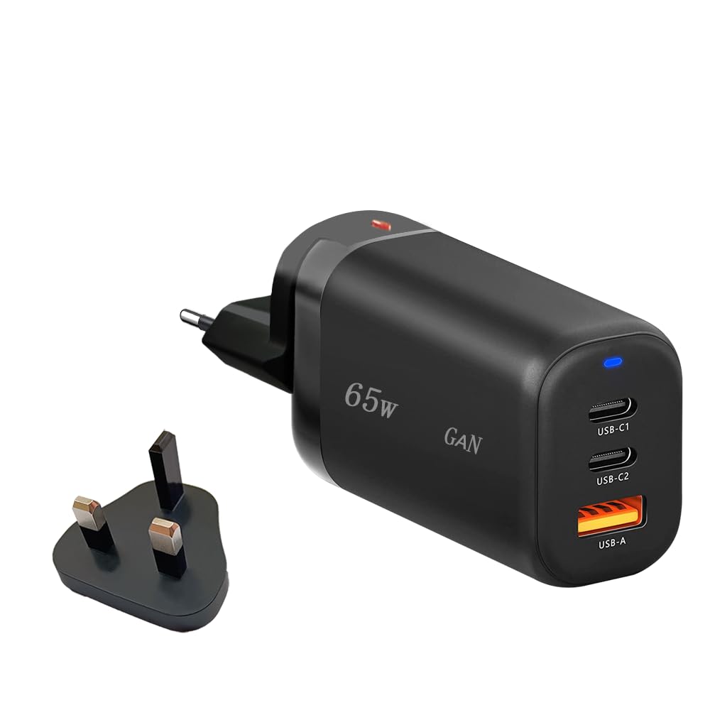 65 W USB-C oplader, PD 3.0 GaN oplader, USB C-voeding met 4 poorten snellader voor MacBook Pro/Air, Dell XPS, iPhone 15 Pro Max/14/13 Pro, Switch, Galaxy S23/S23 Ultra/S22 enz., computer