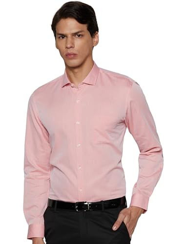 Image of Peter England Men's Classic Textured Slim Fit Full Sleeve Shirt | Wonder Fabric | Cotton Rich | Premium Dobby