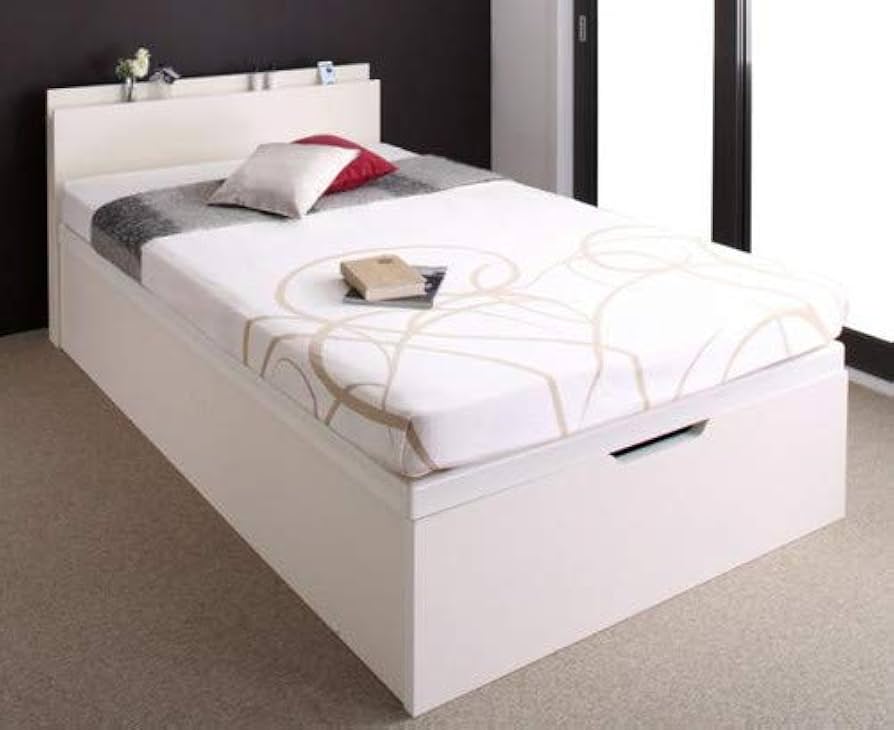 長く使える国産頑丈大容量跳ね上げ収納ベッド BERG ベルグ（白 Amazon｜お客様組立 長く使える国産頑丈大容量跳ね上げ収納