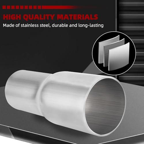 Image of A-KARCK Exhaust Adapter Connector 1.25 inch ID to 1.5 inch ID, Exhaust Pipe Reducer 4 inch Overall Length 304 Stainless Steel