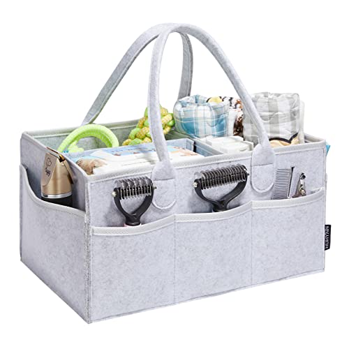 Pet Grooming Tote, Dog Grooming Supplies Organizer, Travel Outdoor (Bag ONLY) (Sliver Grey)