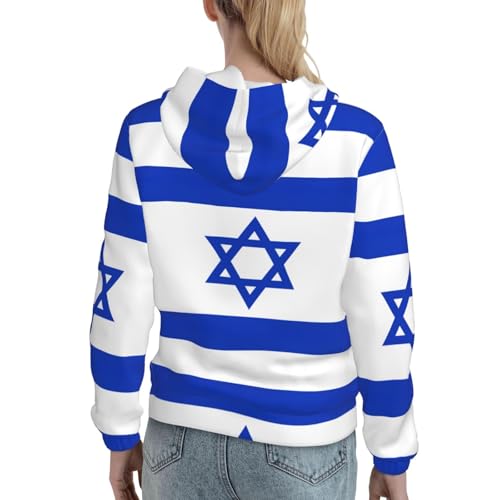 Sweat à capuche drapeau israélien imprimé tendance extensible pour femme
