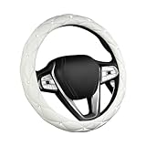 Ohleats Bling Car Steering Wheel Cover, 15 Inch Non-Slip Soft Leather Auto Wheel Cover, Crystal Rhinestone Steering Wheel Cover for Women Girls, Universal Decor Car Accessories (White)