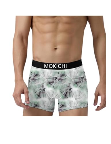 Image of Men's Printed Boxer Briefs | Soft Stretch Breathable Trunks for Men | Comfortable Mid-Rise Innerwear with Elastic Waistband | Everyday Wear | Geometric Print