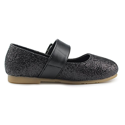 Little Girl's Adorable Buckle Ballerina Flat,Black,Toddler,8M4