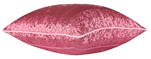 Image of Victor Poly Cotton Styria Satin Diwan Set 8 Pcs (1 Bedcover - 60 inchx90 inch, 2 Bolsters - 16 inch x 32 inch & 5 Cushion Covers - 16 inch x 16 inch) Damask Geometrical Pattern, Exclusive for Wedding, Pink