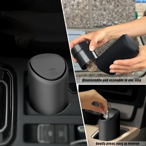 Image of SARTE Car Mini Dustbin With Lid Silicon Material Perfect For Car Trash Bin And Dustbin Holder For Car for (Pack of 1) Black Color