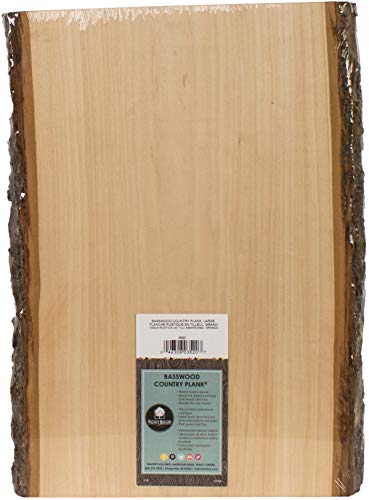 Walnut Hollow Basswood Country Plank Large with Bark for Woodburning, Home D&eacute;cor, and Rustic Weddings