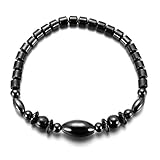 Tobillera de hematita de moda con piedra magnética, pulsera de tobillo de playa con cuentas mixtas para mujeres y hombres, color negro