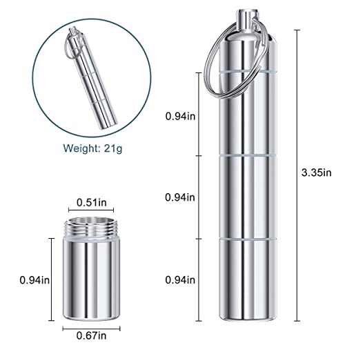 Image of Nipichsha Keychain Pill Holders, Small Pill Box for Purse & Pocket, Metal Tablet Organizer Container, Portable Waterproof Tablet Case with Keychain to Hold Vitamins, Medication, Fish Oil, Silver