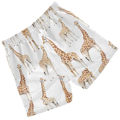 Pigsaly Boys' Swim Board Shorts Watercolor Giraffes Boy's Swim Trunks Kids Swimwear XS Multicolor2